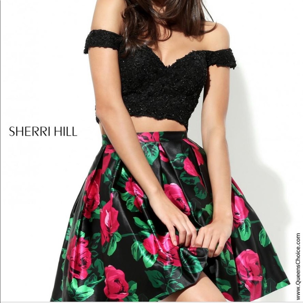 Sherri Hill Two-Piece Cocktail Floral Style 50774